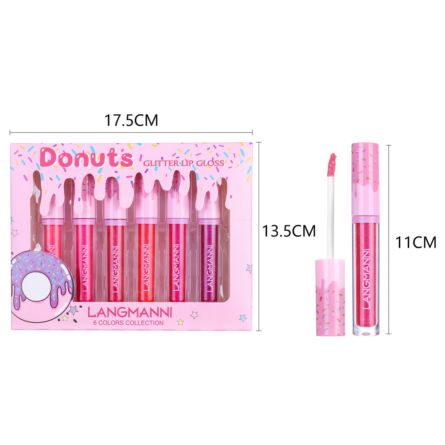 6-piece High Gloss Lip Gloss Set With Glitters