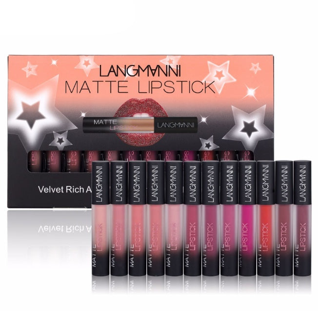 Matte Lipstick Waterproof Long-lasting Velvet Lipstick Set - 12 Pcs set