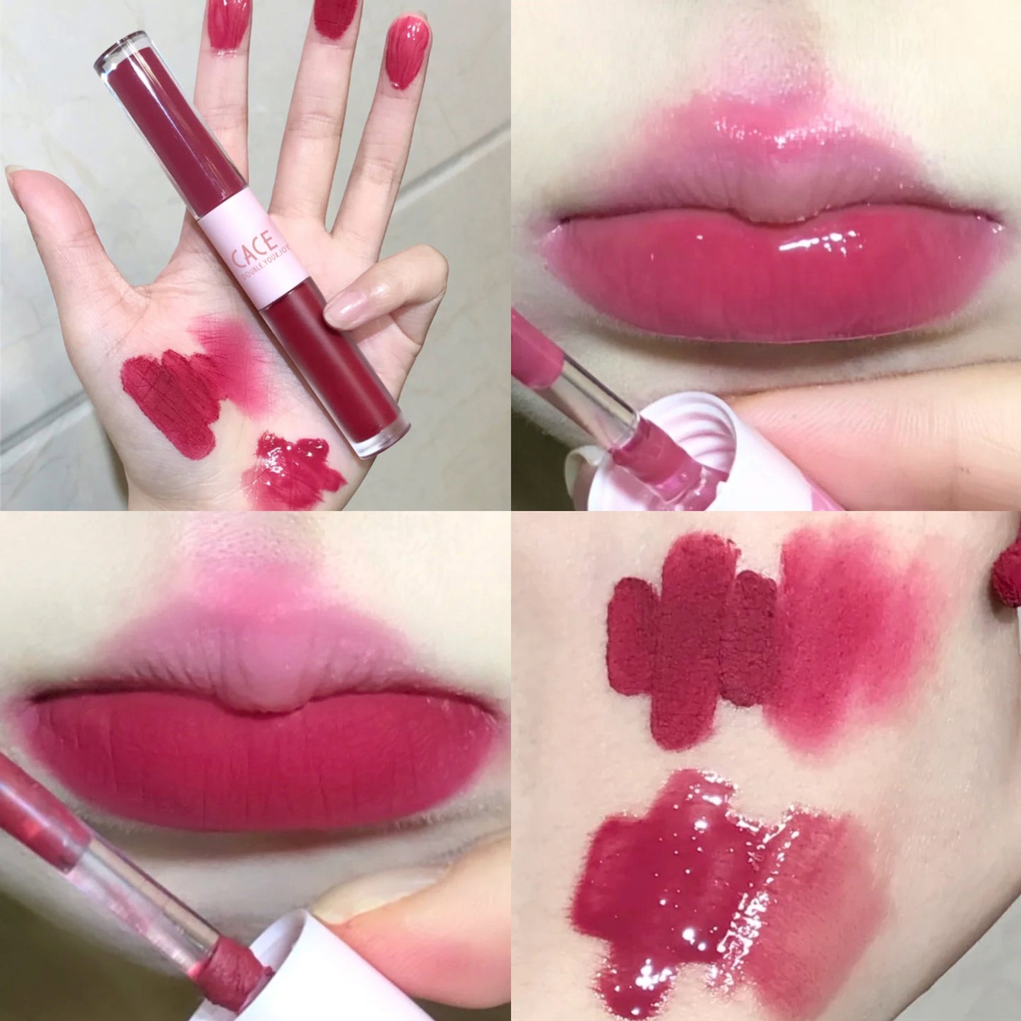 2-in-1 Lip Gloss & Matte Lipstick – Long Lasting Dual End Lip Duo | Hydrating Shine + Velvet Matte Finish
