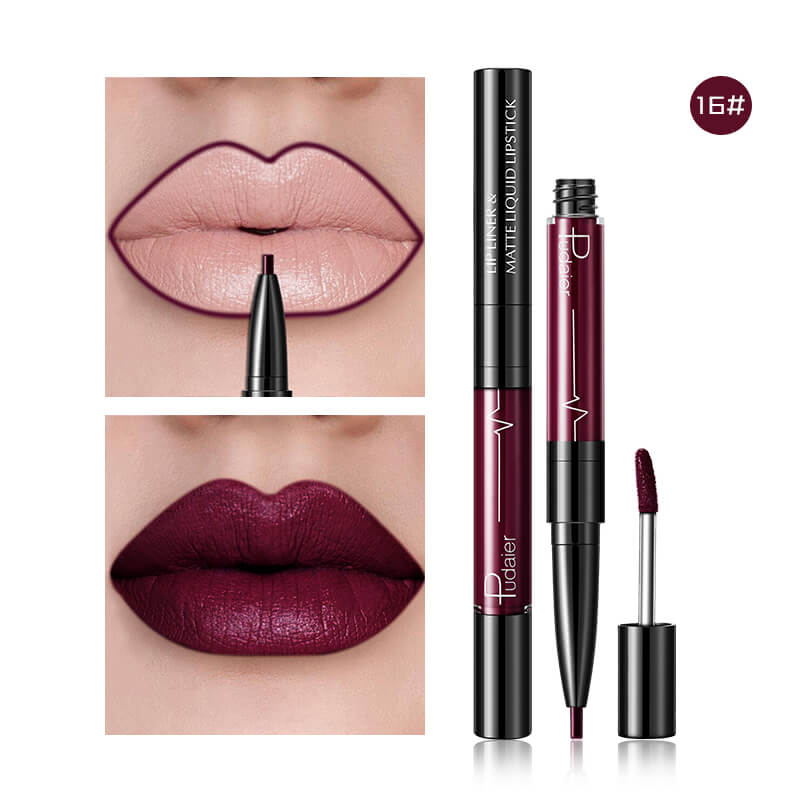 Matte Lip Gloss Lip Liner 2 in1