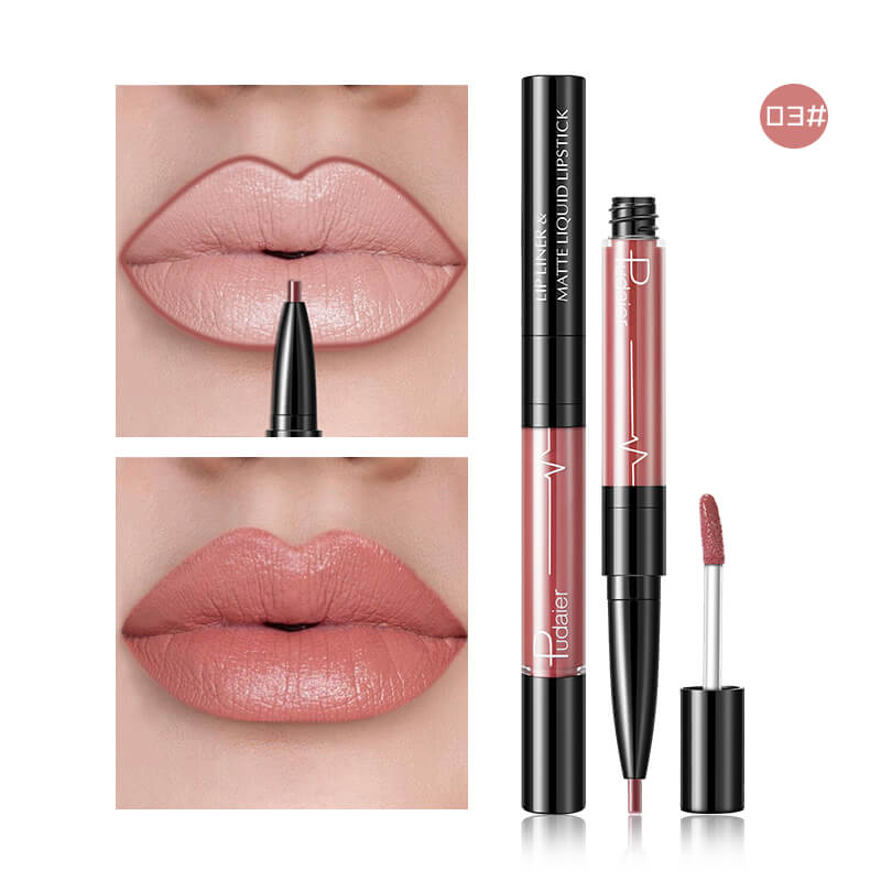 Matte Lip Gloss Lip Liner 2 in1