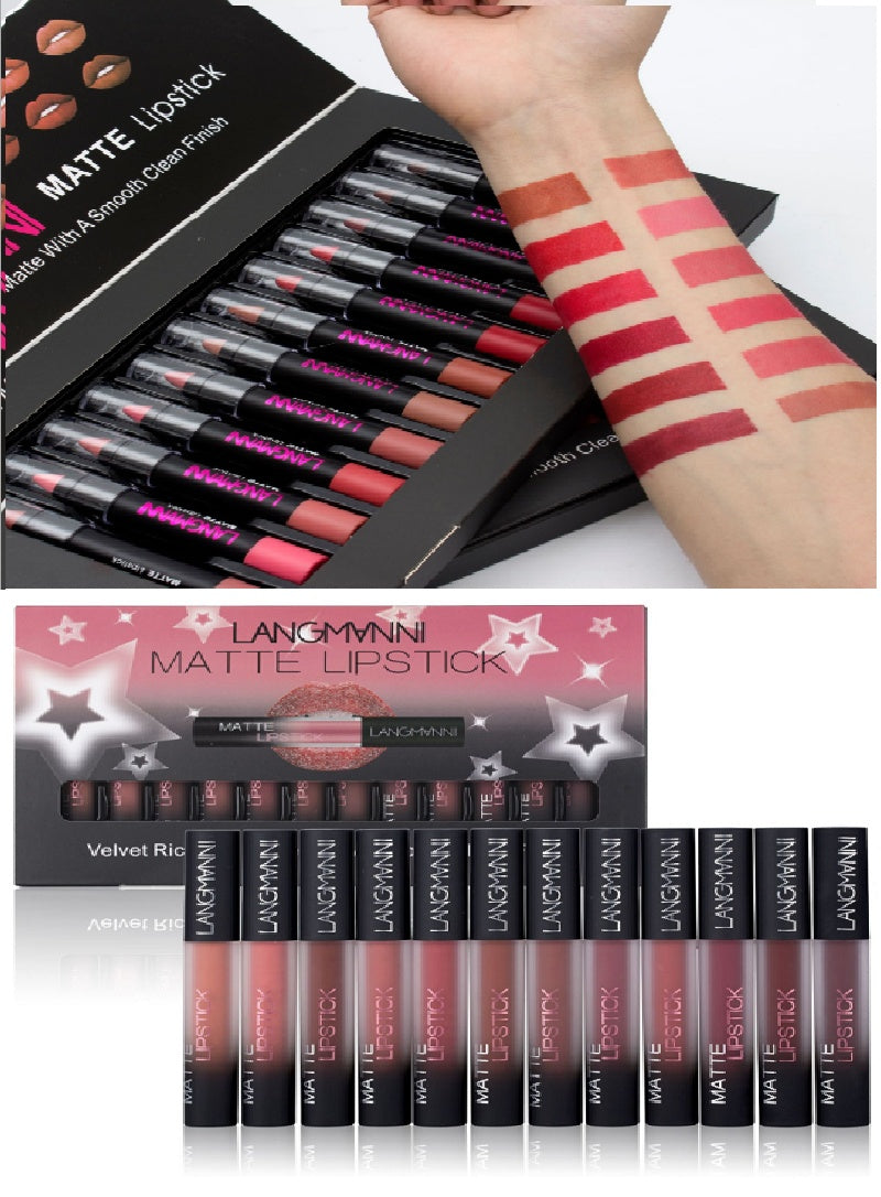Matte Lipstick Waterproof Long-lasting Velvet Lipstick Set - 12 Pcs set