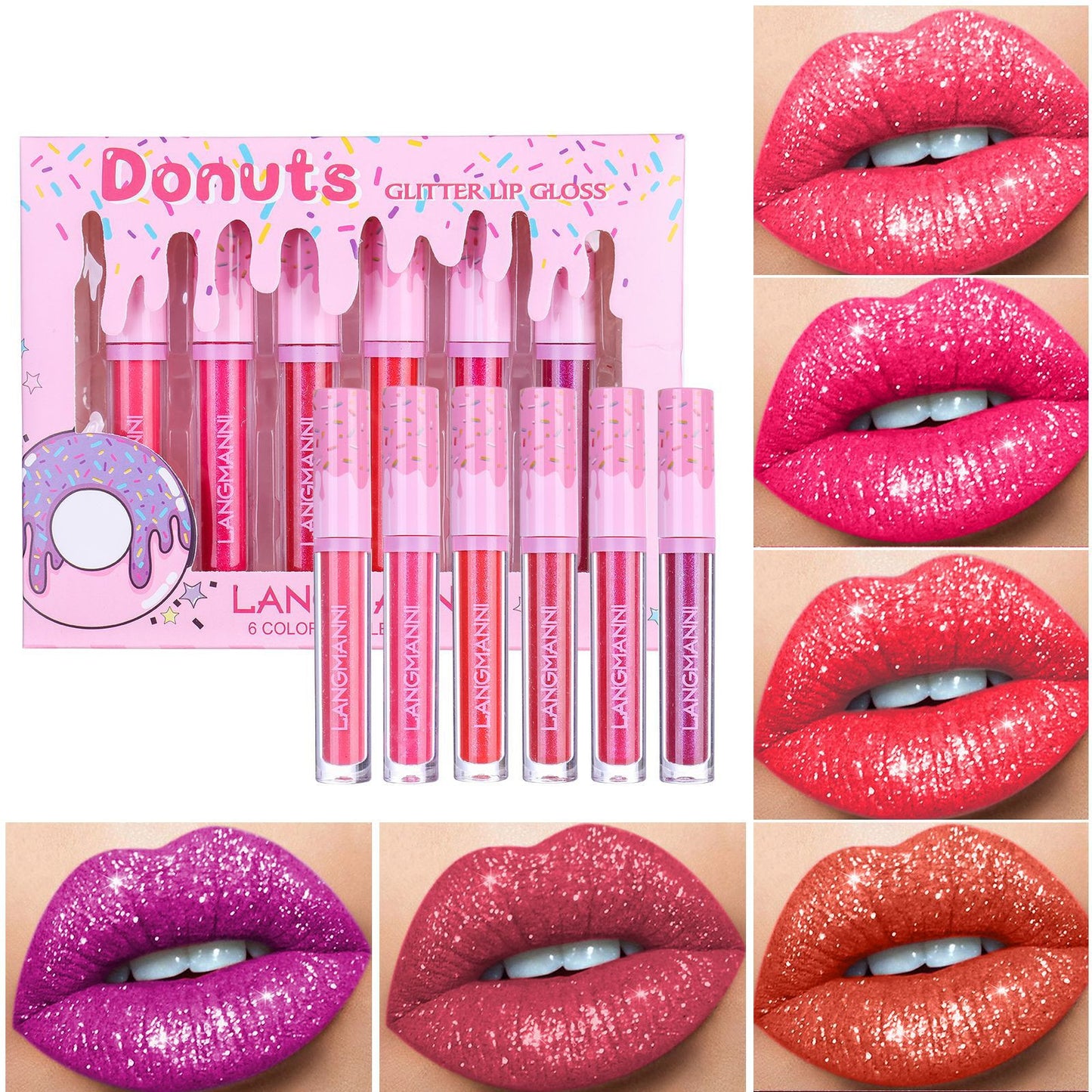 6-piece High Gloss Lip Gloss Set With Glitters