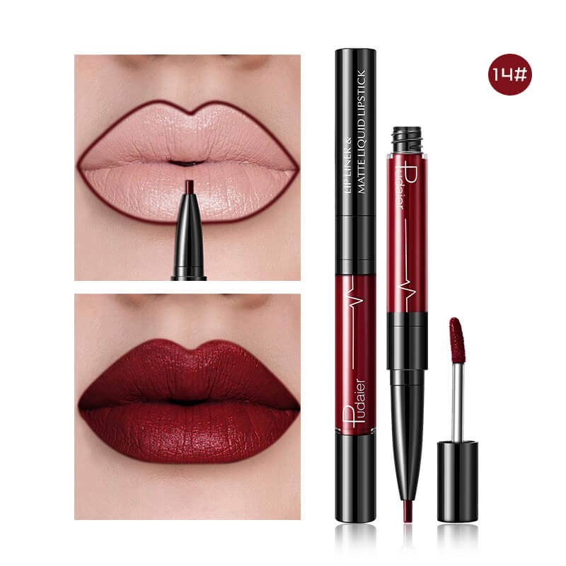 Matte Lip Gloss Lip Liner 2 in1