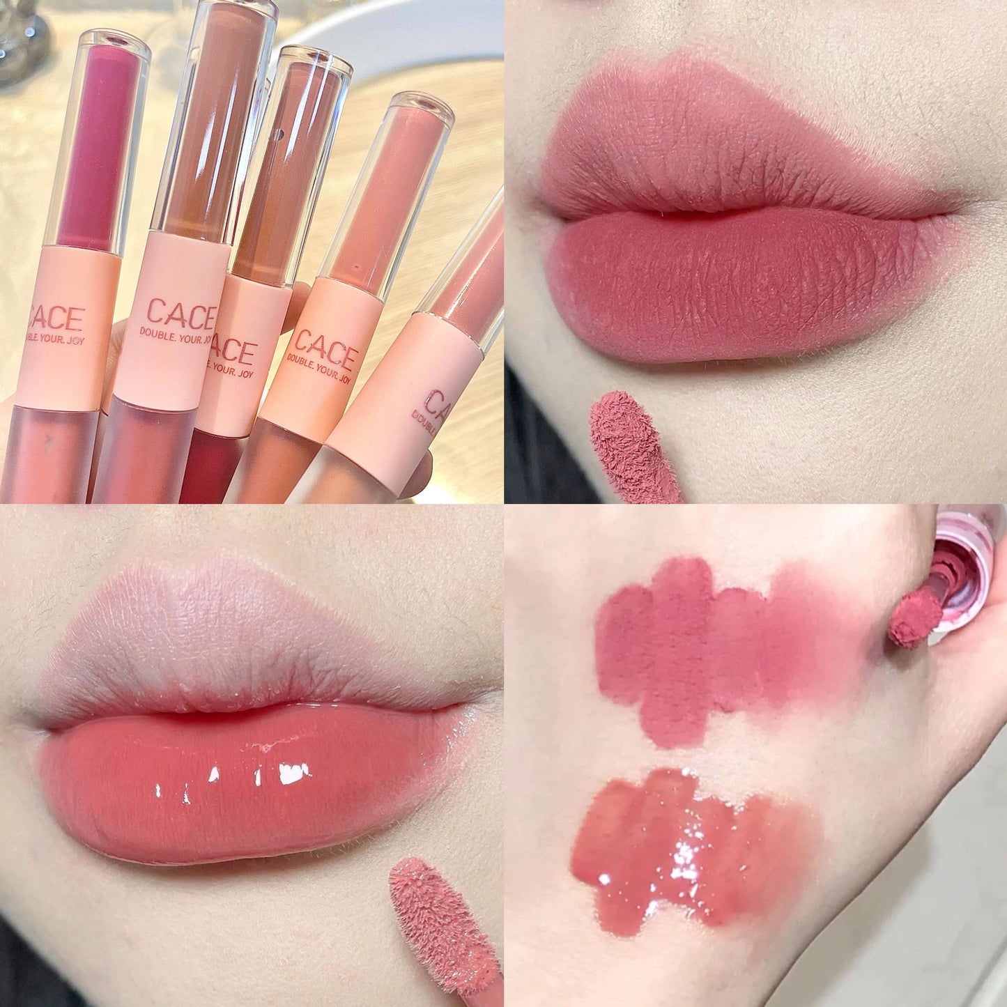 2-in-1 Lip Gloss & Matte Lipstick – Long Lasting Dual End Lip Duo | Hydrating Shine + Velvet Matte Finish