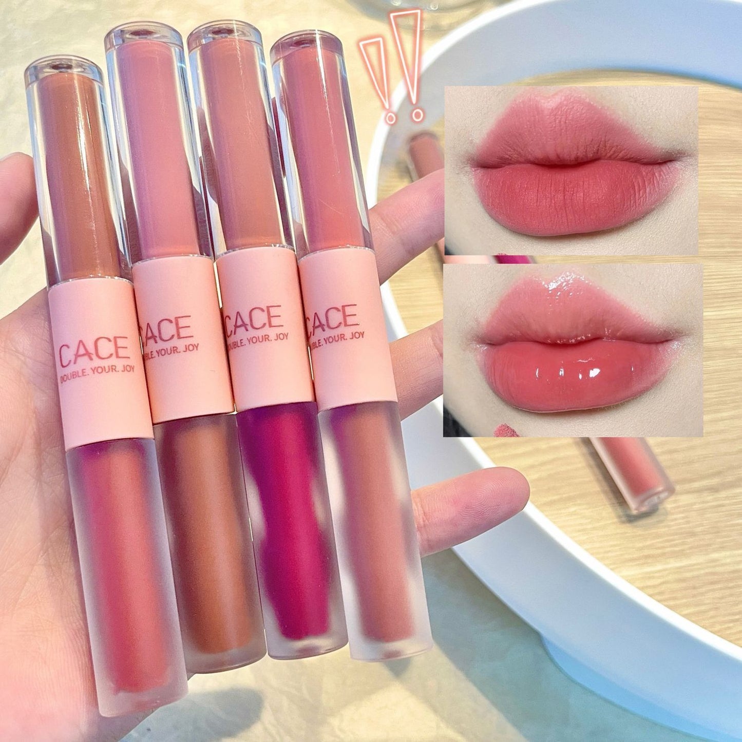 2-in-1 Lip Gloss & Matte Lipstick – Long Lasting Dual End Lip Duo | Hydrating Shine + Velvet Matte Finish