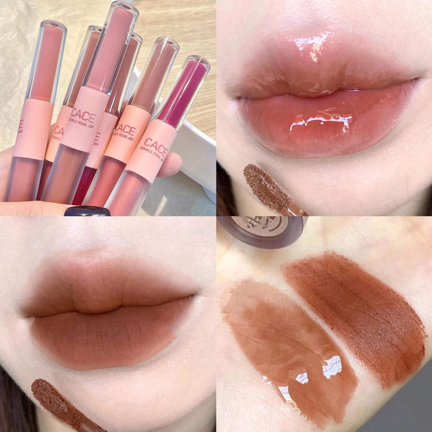 2-in-1 Lip Gloss & Matte Lipstick – Long Lasting Dual End Lip Duo | Hydrating Shine + Velvet Matte Finish