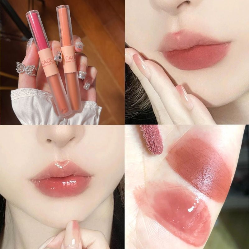 2-in-1 Lip Gloss & Matte Lipstick – Long Lasting Dual End Lip Duo | Hydrating Shine + Velvet Matte Finish