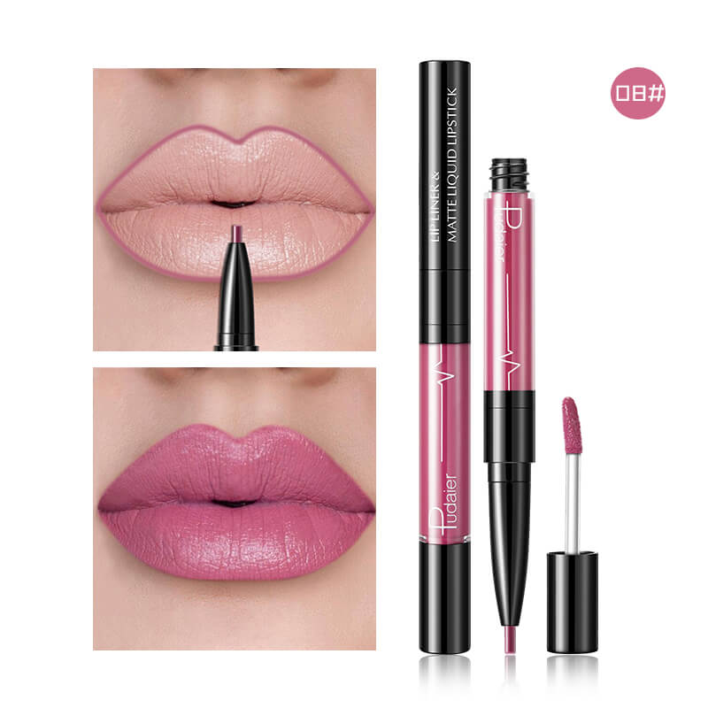 Matte Lip Gloss Lip Liner 2 in1