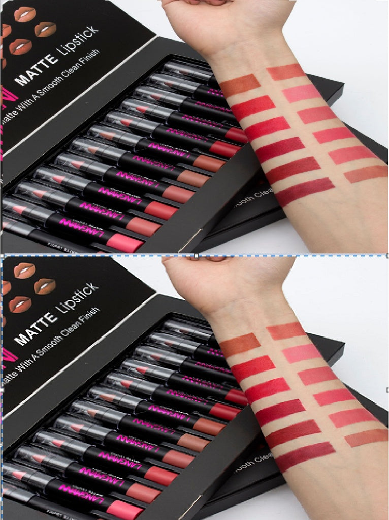 Matte Lipstick Waterproof Long-lasting Velvet Lipstick Set - 12 Pcs set