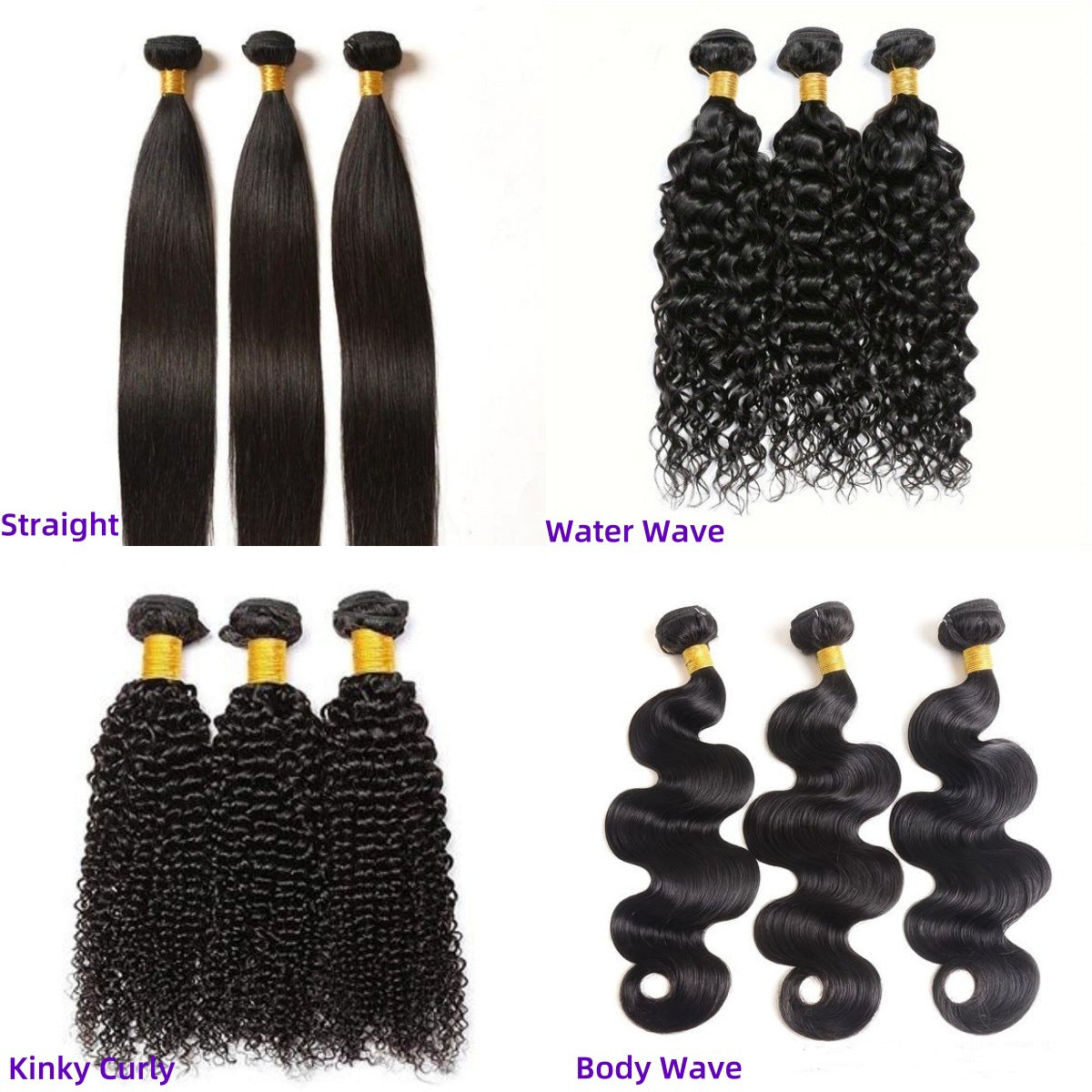 100% Human Hair Bundles – Body Wave, Straight & Curly | Soft, Thick, Natural Black Hair Extensions (8–28 Inch)