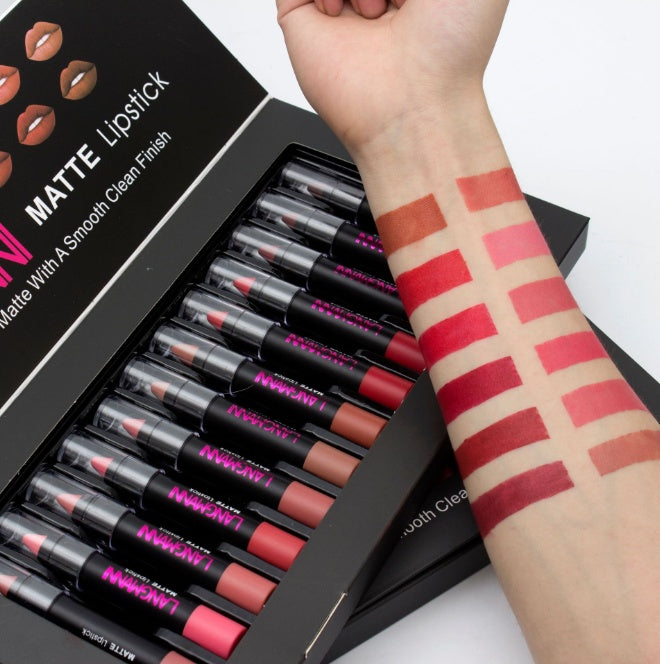 Matte Lipstick Waterproof Long-lasting Velvet Lipstick Set - 12 Pcs set