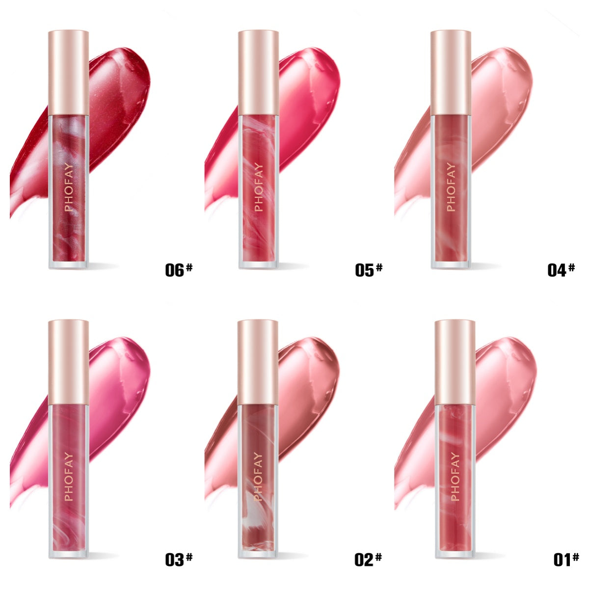 6 pcs Set Rose Blooming Hydrating Lip Gloss