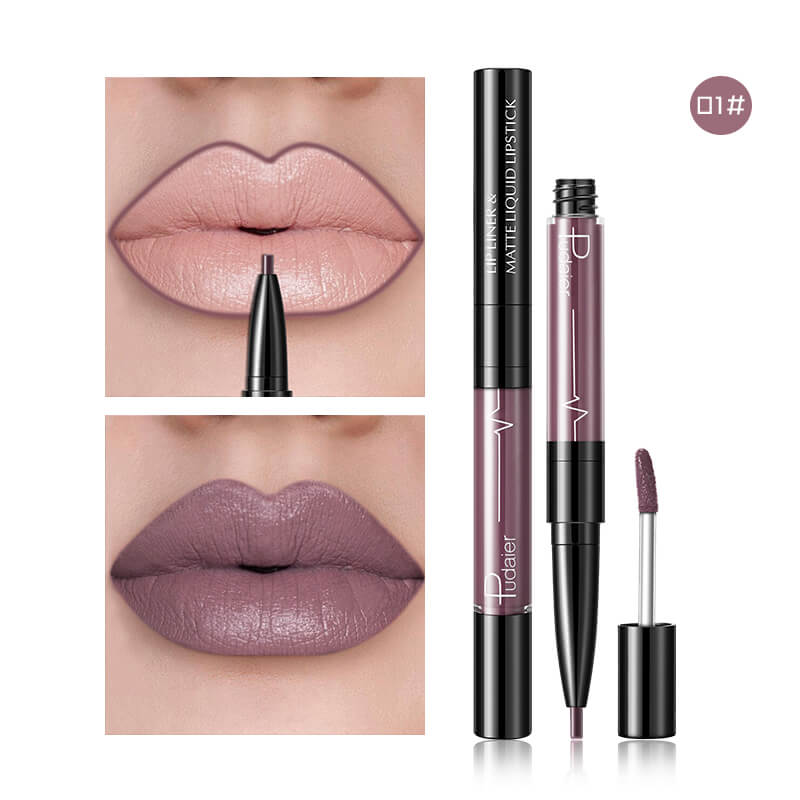 Matte Lip Gloss Lip Liner 2 in1