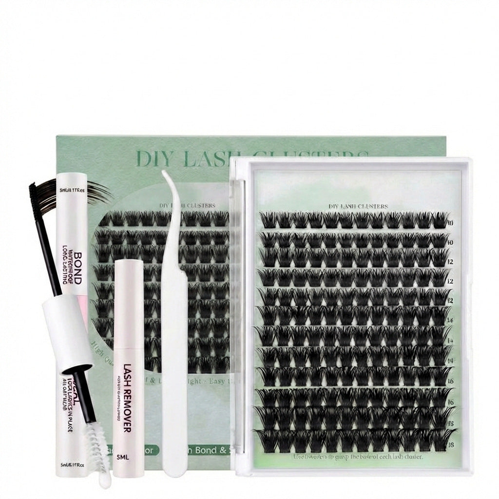 DIY Lash Clusters Kit – Natural to Volume Lash Extensions | Bond, Seal & Tweezers Included for At-Home Lash Sets
