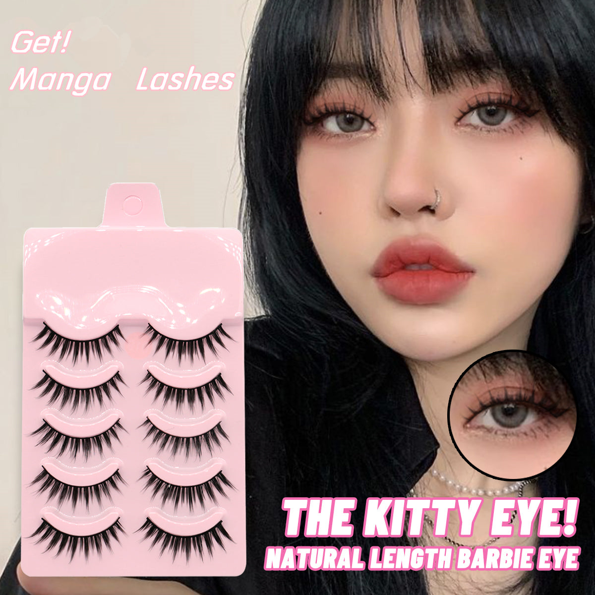 Manga Lashes – Wispy Anime Style False Eyelashes | Natural to Dramatic Spiky Lash Set (5 Pairs)