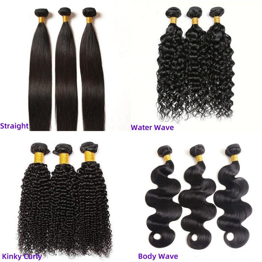 100% Human Hair Bundles – Body Wave, Straight & Curly | Soft, Thick, Natural Black Hair Extensions (8–28 Inch)
