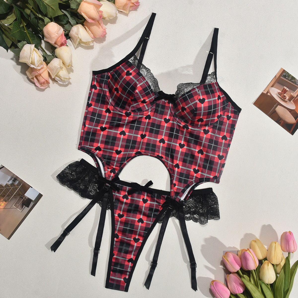 Plaid Lingerie Set – Soft Girl 2-Piece Bralette & Panty | Cute, Flirty, Comfortable Intimates for Women