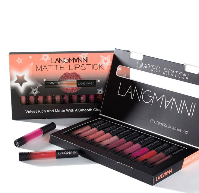 Matte Lipstick Waterproof Long-lasting Velvet Lipstick Set - 12 Pcs set